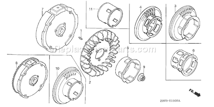 Page J Diagram and Parts List for GX200T Type VGG2 - VIN# GCACT-1000001-9999999 Honda Engine