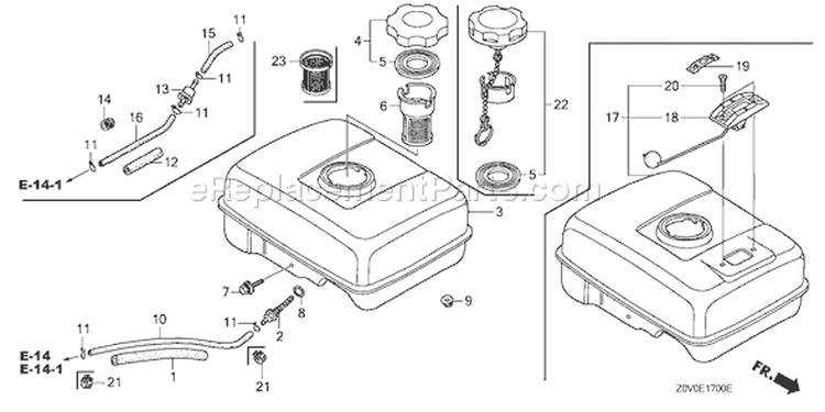 Page K Diagram and Parts List for GX200T Type VGG2 - VIN# GCACT-1000001-9999999 Honda Engine