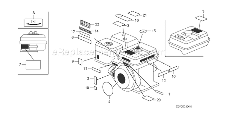 Page M Diagram and Parts List for GX200T Type VGG2 - VIN# GCACT-1000001-9999999 Honda Engine