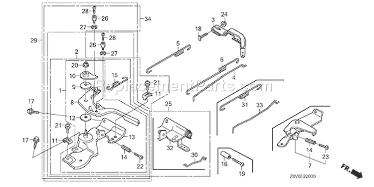 Page D Diagram and Parts List for GX200T Type VGG2 - VIN# GCACT-1000001-9999999 Honda Engine