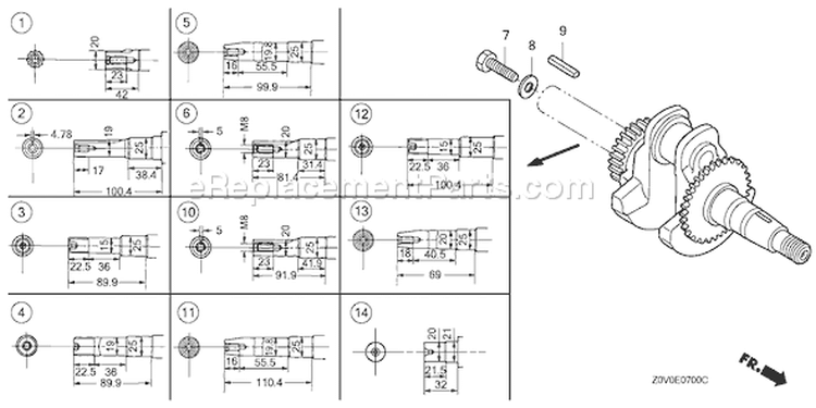 Page F Diagram and Parts List for GX200T Type VGG2 - VIN# GCACT-1000001-9999999 Honda Engine