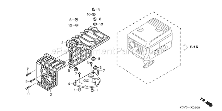 Page O Diagram and Parts List for GX200T Type VGS5 - VIN# GCACT-1000001-9999999 Honda Engine