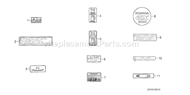 Page Q Diagram and Parts List for GX200T Type VGS5 - VIN# GCACT-1000001-9999999 Honda Engine
