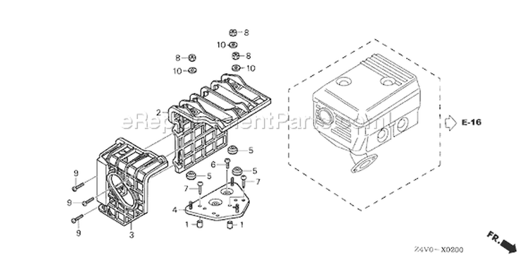 Page O Diagram and Parts List for GX200UT Type VX4 - VIN# GCAHT-1000001 Honda Engine