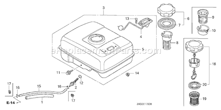 Page K Diagram and Parts List for GX200U Type HXU - VIN# GCAJK-1000001 Honda Engine