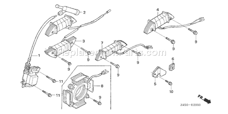 Page L Diagram and Parts List for GX200U Type HXU - VIN# GCAJK-1000001 Honda Engine