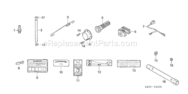 Page O Diagram and Parts List for GX200U Type HXU - VIN# GCAJK-1000001 Honda Engine