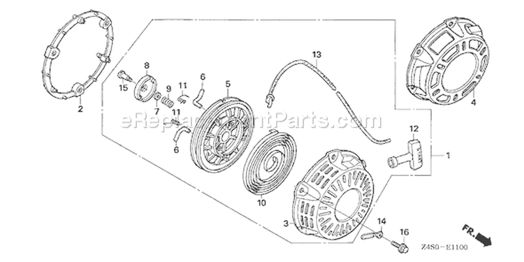 Page Q Diagram and Parts List for GX200U Type HXU - VIN# GCAJK-1000001 Honda Engine