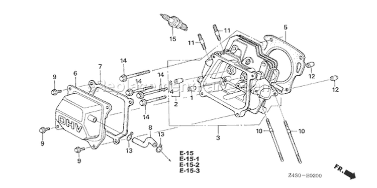 Page H Diagram and Parts List for GX200U Type HXU - VIN# GCAJK-1000001 Honda Engine