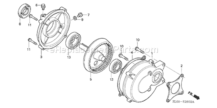 Page Q Diagram and Parts List for GX200 Type HXQ - VIN# GCAE-1000001-1899999 Honda Engine