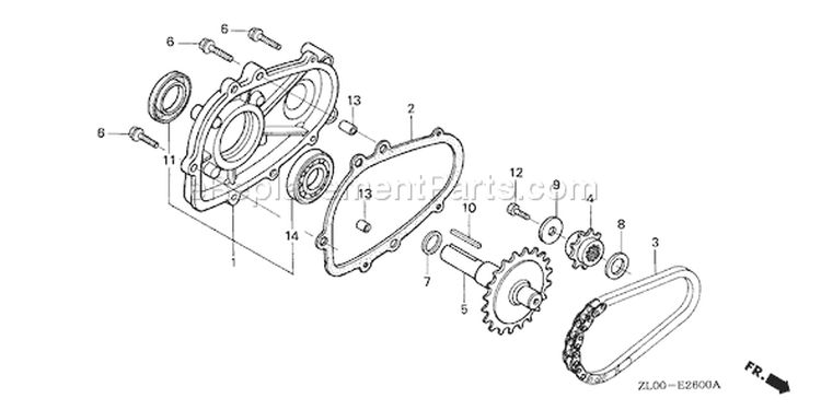 Page Q Diagram and Parts List for GX200 Type LD - VIN# GCAE-1000001-1899999 Honda Engine