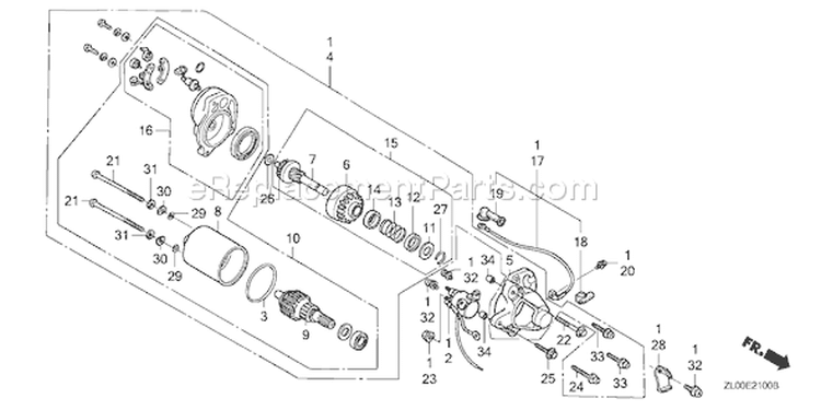 Page R Diagram and Parts List for GX200 Type QTP2 - VIN# GCAE-1000001-1899999 Honda Engine