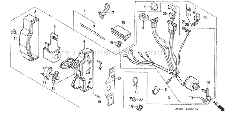 Page E Diagram and Parts List for GX200 Type QTP2 - VIN# GCAE-1000001-1899999 Honda Engine