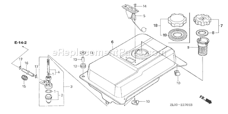 Page K Diagram and Parts List for GX200 Type VAA - VIN# GCAE-1000001-1899999 Honda Engine