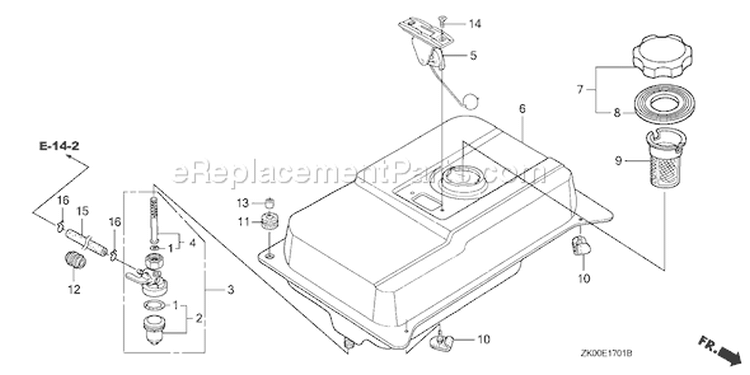 Page L Diagram and Parts List for GX200 Type VEN2 - VIN# GCAE-1900001-8999999 Honda Engine