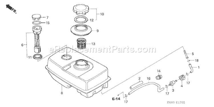 Page L Diagram and Parts List for GX200 Type VPM4 - VIN# GCAE-1900001-8999999 Honda Engine