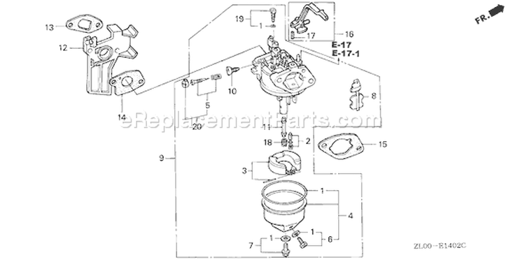 Page C Diagram and Parts List for GX200 Type VAA - VIN# GCAE-1000001-1899999 Honda Engine