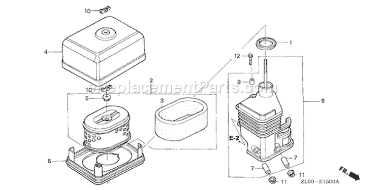 Page A Diagram and Parts List for GX200 Type QXB2 - VIN# GCAE-1000001-1899999 Honda Engine