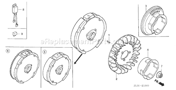 Page J Diagram and Parts List for GX200 Type QXB2 - VIN# GCAE-1000001-1899999 Honda Engine