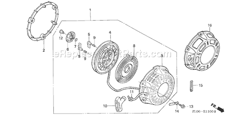 Page P Diagram and Parts List for GX200 Type QXB2 - VIN# GCAE-1000001-1899999 Honda Engine