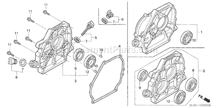 Page E Diagram and Parts List for GX200 Type QXB2 - VIN# GCAE-1000001-1899999 Honda Engine