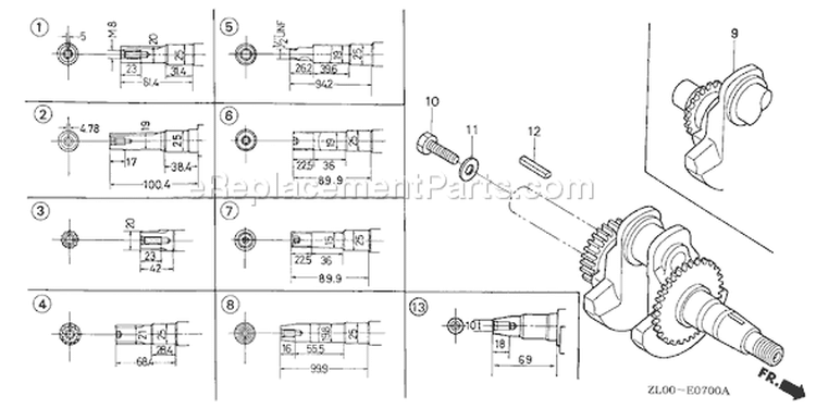 Page F Diagram and Parts List for GX200 Type QXB2 - VIN# GCAE-1000001-1899999 Honda Engine