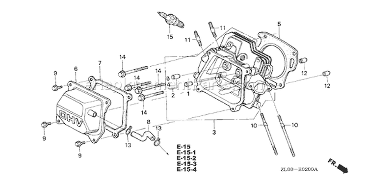 Page H Diagram and Parts List for GX200 Type QXB2 - VIN# GCAE-1000001-1899999 Honda Engine