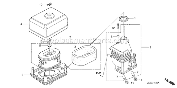 Page A Diagram and Parts List for GX200 Type RH2/A - VIN# GCAE-1900001-8999999 Honda Engine