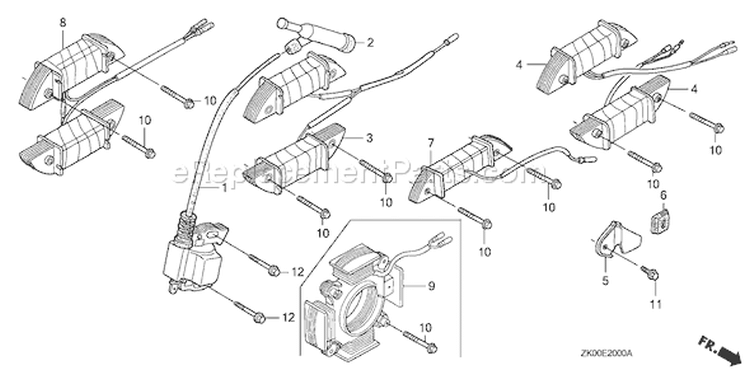 Page L Diagram and Parts List for GX200 Type SD/A - VIN# GCAE-1900001 Honda Engine
