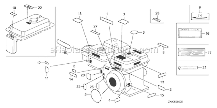 Page M Diagram and Parts List for GX200 Type SD/A - VIN# GCAE-1900001 Honda Engine