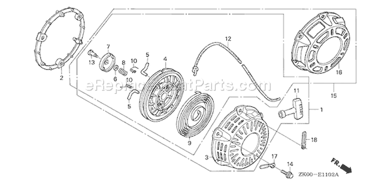 Page Q Diagram and Parts List for GX200 Type SD/A - VIN# GCAE-1900001 Honda Engine