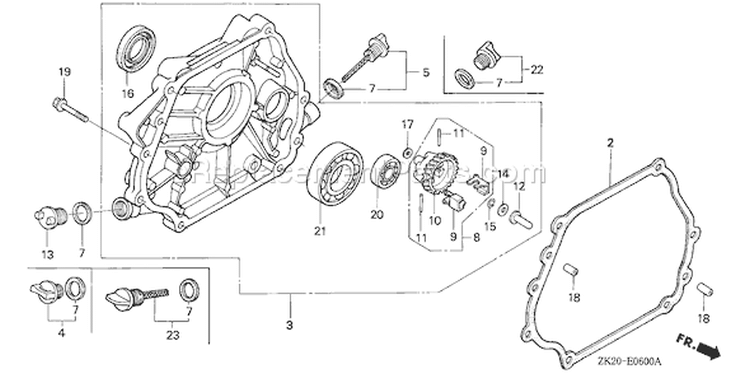 Page F Diagram and Parts List for GX240K1 Type EDS2/A - VIN# GC04-4400001-9999999 Honda Engine