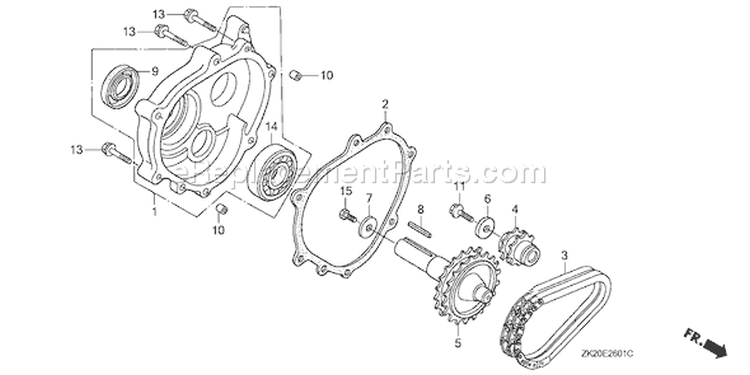 Page Q Diagram and Parts List for GX240K1 Type LX2/A - VIN# GC04-4400001-9999999 Honda Engine