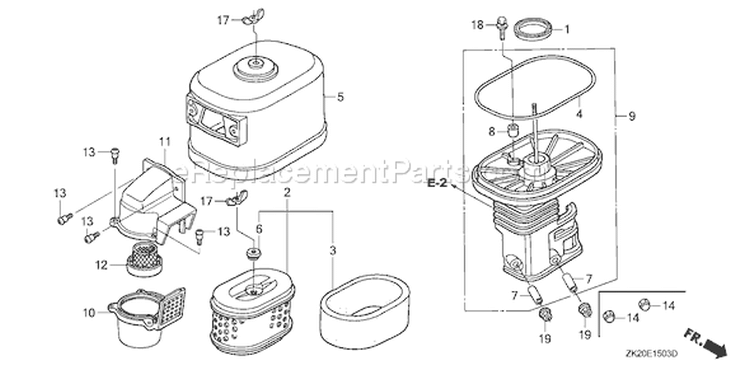 Page A Diagram and Parts List for GX240K1 Type QXC9/A - VIN# GC04-4400001-9999999 Honda Engine