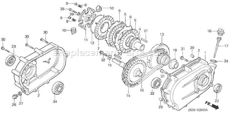 Page Q Diagram and Parts List for GX240K1 Type RA2 - VIN# GC04-3000001-4399999 Honda Engine