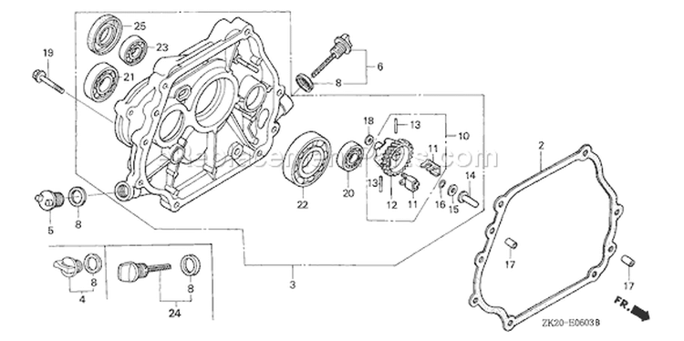 Page E Diagram and Parts List for GX240K1 Type HA - VIN# GC04-3000001-4399999 Honda Engine