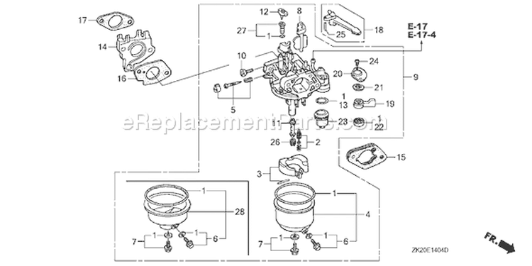 Page C Diagram and Parts List for GX240K1 Type QTC2/A - VIN# GC04-4400001-9999999 Honda Engine