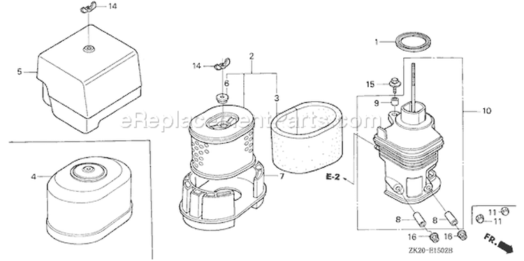 Page A Diagram and Parts List for GX240K1 Type VXP/A - VIN# GDAC-1100001 Honda Engine