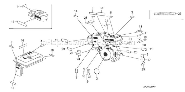 Page L Diagram and Parts List for GX240K1 Type VXP/A - VIN# GDAC-1100001 Honda Engine