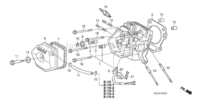 Page H Diagram and Parts List for GX240K1 Type VXP/A - VIN# GDAC-1100001 Honda Engine