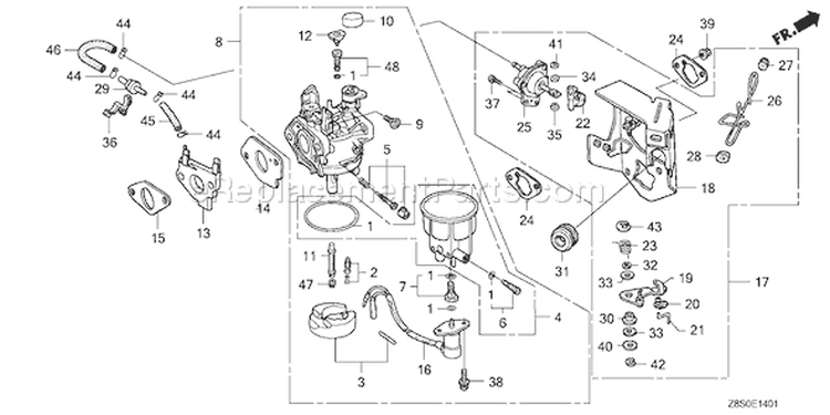 Page D Diagram and Parts List for GX240RT1 Type VMT2 - VIN# GCATT-1000001 Honda Engine