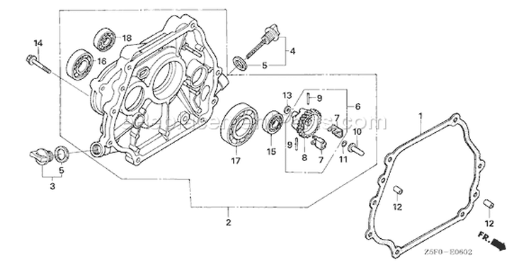 Page F Diagram and Parts List for GX240U1 Type LHE4 - VIN# GCAKK-1000001 Honda Engine