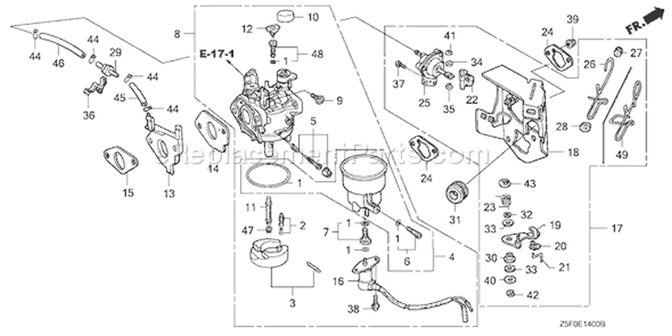 Page C Diagram and Parts List for GX240U1 Type EDS2 - VIN# GCAKK-1000001 Honda Engine
