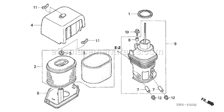 Page A Diagram and Parts List for GX240U1 Type QXB9 - VIN# GCAKK-1000001 Honda Engine