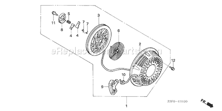 Page Q Diagram and Parts List for GX240U1 Type PA2 - VIN# GCAKK-1000001 Honda Engine