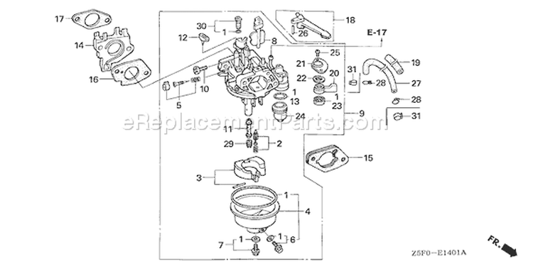 Page C Diagram and Parts List for GX240U1 Type PA2 - VIN# GCAKK-1000001 Honda Engine
