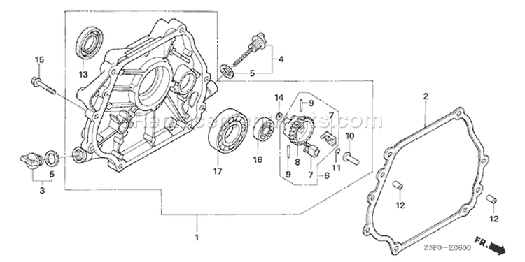 Page E Diagram and Parts List for GX240U1 Type PA2 - VIN# GCAKK-1000001 Honda Engine