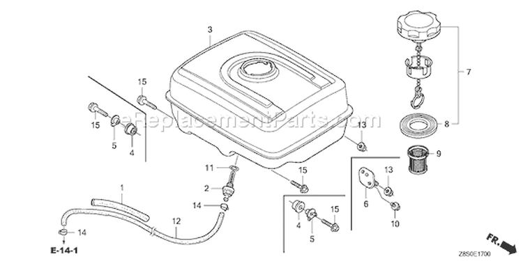 Page L Diagram and Parts List for GX240UT1 Type QAR2 - VIN# GCATT-1000001 Honda Engine