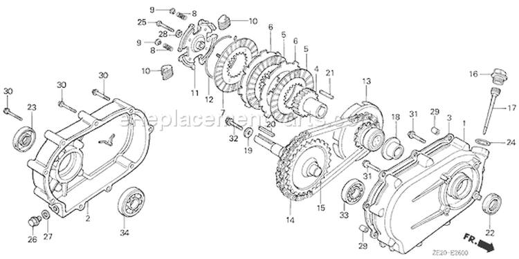 Page Q Diagram and Parts List for GX240 Type RA - VIN# GC04-1000001-1528199 Honda Engine