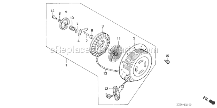 Page Q Diagram and Parts List for GX240 Type QAE0 - VIN# GC04-1000001-1528199 Honda Engine